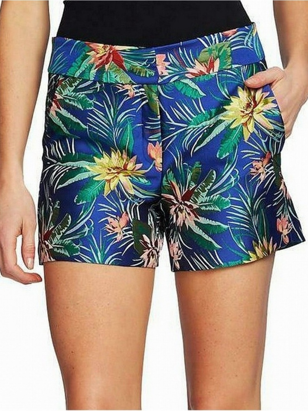 CeCe Blue Tropical Floral Pull-On Shorts
